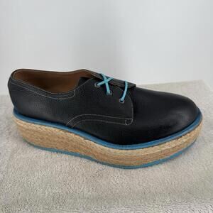 John Fluevog shoes unisex mens womens 7 8 black oxford leather espadrille